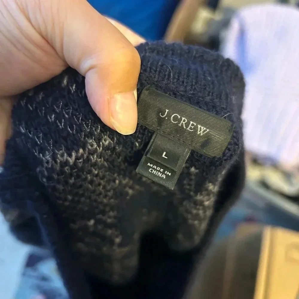 J.Crew Checkered Wool Grandpa Sweater